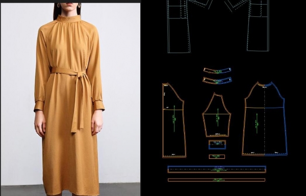 095-一片插肩连衣裙