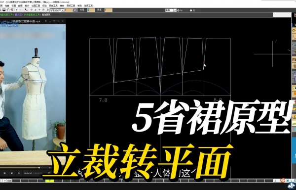 裙原型5省--2.2 裙原型立裁转平面，立体转平面技术
