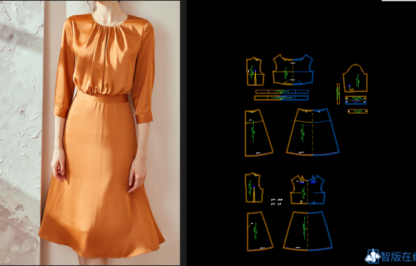 089 前领腰褶+最小摆连衣裙