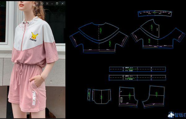 上衣30-短袖卫衣运动套装-1蝙蝠袖上衣+短裤