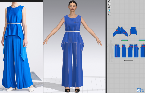 119+120-不规则下摆雪纺衫+宽松褶阔腿裤套装