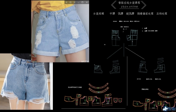 17短裤-中腰-低腰-侧缝借量-横档选择-后脚口处理-