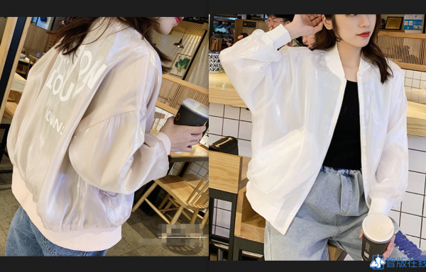 090-宽松短款落肩棒球外套