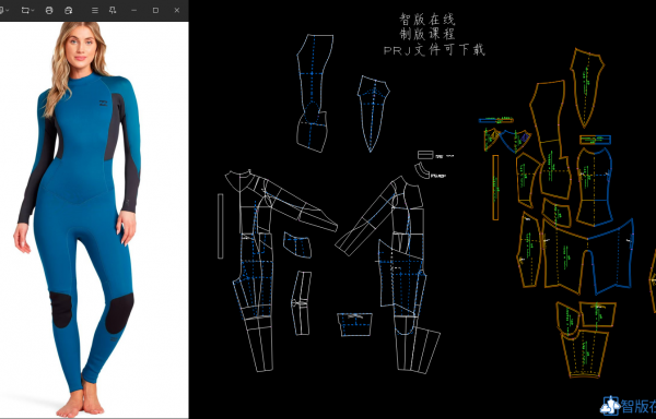 151.潜水服打板，插肩袖+腋下插片变化款式