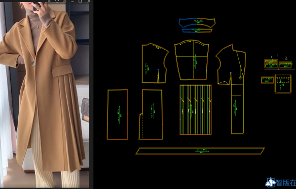 129-落肩双面呢大衣+腰下褶造型变化
