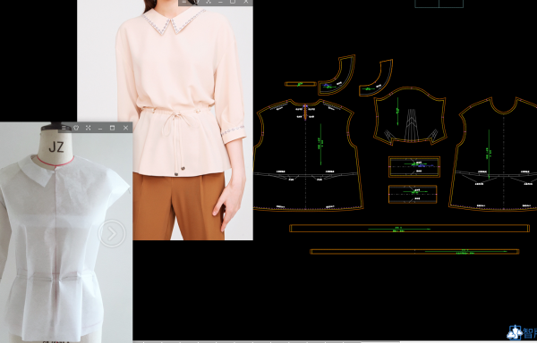 上衣15- 落肩抽腰七分袖上衣--