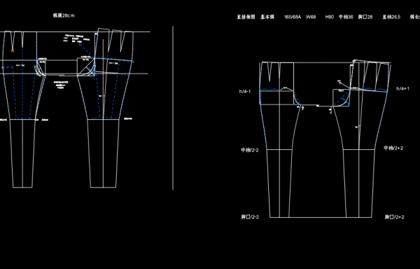 裤子03三角省-宽合体裤原型直接制图